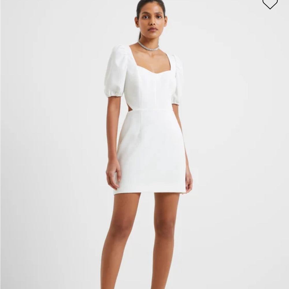 NWT French Connection Whisper Ruth Sweetheart Neck Dress Cutout, White, Small
